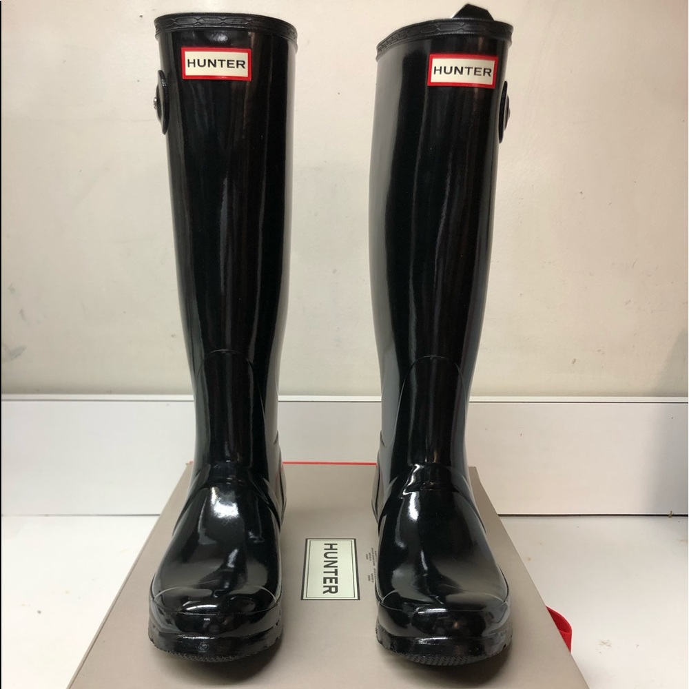 HUNTER Boots Women’s Winter Gloss Black Rain Boot